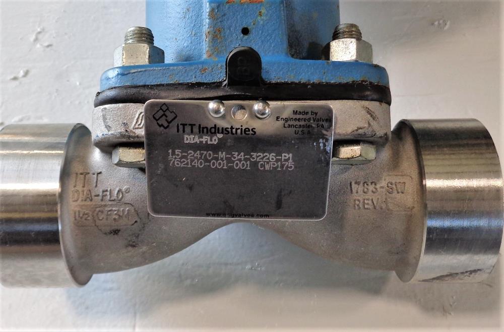 ITT Dia-Flo 1.5" Socket-Weld Diaphragm Valve, Stainless, 1.5-2470-M-34-3226-P1